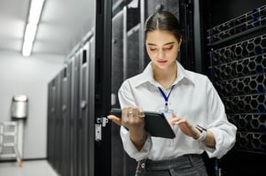 Data centre operator updating a system in a data centre